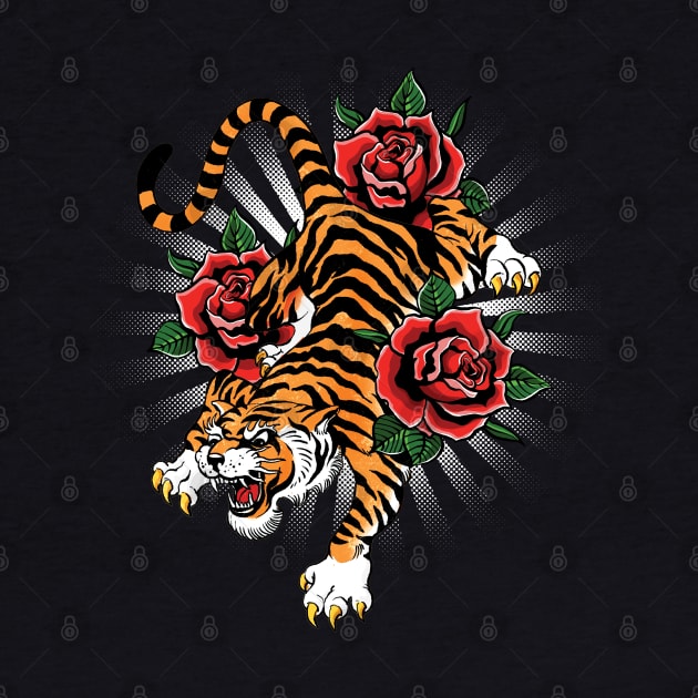 Vintage Tiger Tattoo Flash by Black Tee Inc